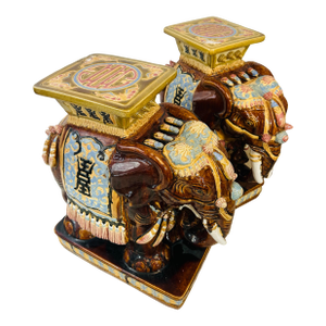 Vintage Elephant Garden Stools, a Pair