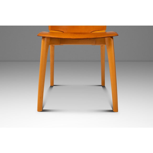 Set of Four (4) Patinaed Italian Scadinavian Modern 'Cos' Dining Chairs in Beech & Leather by Josep Lluscà for Cassina, Italy, C. 1990s For Sale - Image 10 of 18