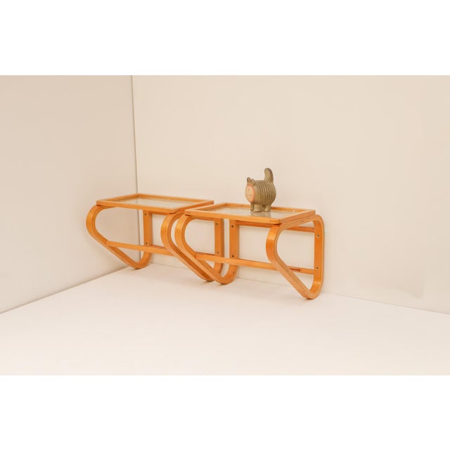 Scandinavian Bentwood and Glass Bedside Tables from Gemla, 1920s, Set of 2 For Sale - Image 11 of 14
