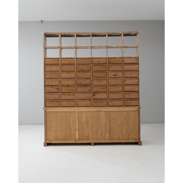 Mid 20th Century French Wood Patinated Apothecary Cabinet with Glass Doors For Sale - Image 14 of 18