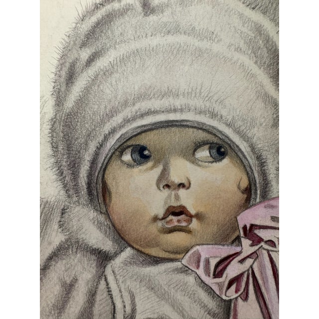 Original graphite pencil drawing by American artist and illustrator Theodore E. Schrock (1879–1952), depicting a young...
