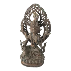 Chinese Chinoiserie Sino-Tibetan Bronze Buddha Avalokitesvara Figure