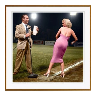 Monroe Throws the First Pitch Brown Framed Archival Pigment Print For Sale