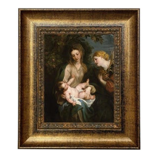 Virgin Mary and Child With St. Catherine Print on Canvas 8x10", Framed For Sale