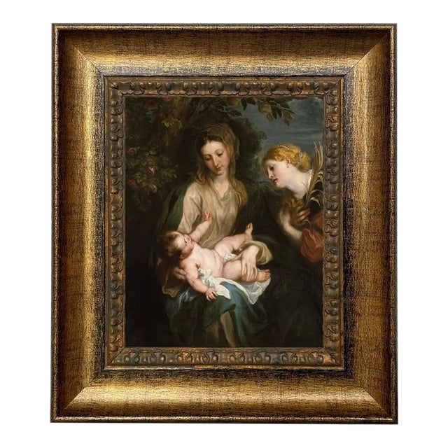 Virgin Mary and Child With St. Catherine Print on Canvas 8x10", Framed For Sale