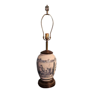 Late 20th Century Williamsburg Delft Large "London Jar" Vase Lamp Made by Oud in Holland L-6