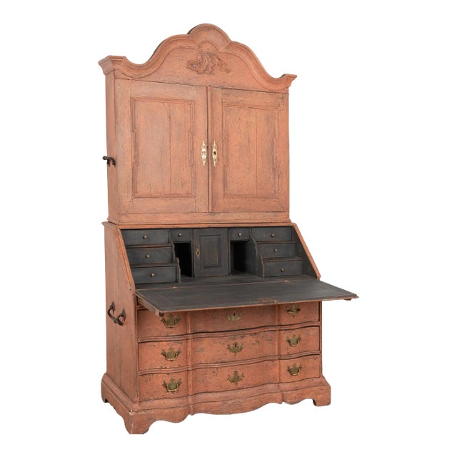 Painted Oak Secretary Bureau, Denmark Circa 1760-80 For Sale