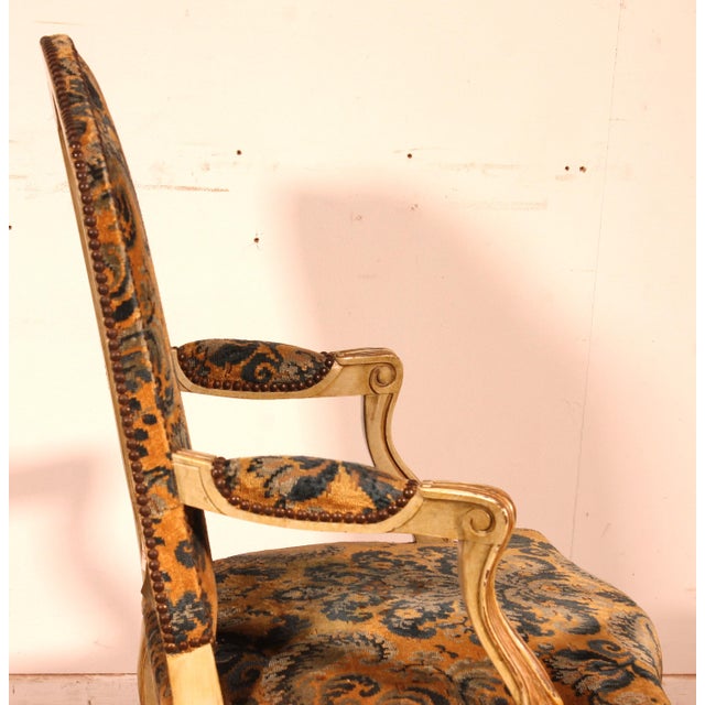 Black 19th Century Louis XV Carved and Painted Armchair For Sale - Image 8 of 12