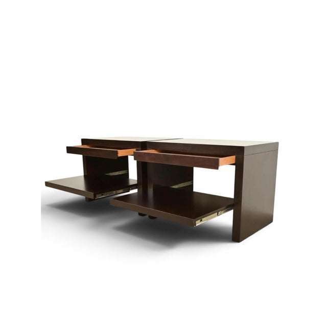 Baker Furniture Company 1990s Pair of Barbara Barry for Baker Furniture Mahogany Nightstands For Sale - Image 4 of 6