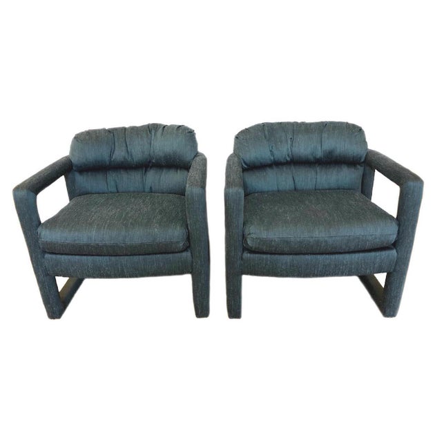 Modern Vintage Baughman for Drexel Barrel Back Parson Chairs Pair 1970's For Sale - Image 3 of 7