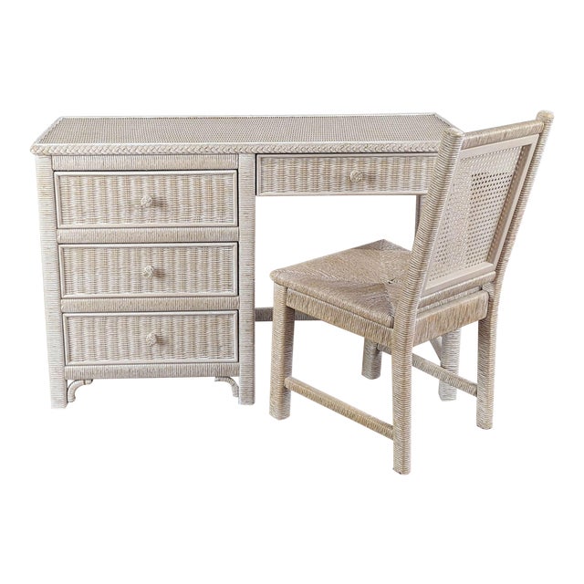 Henry Link Wicker Desk and Chair 2 Pieces Chairish