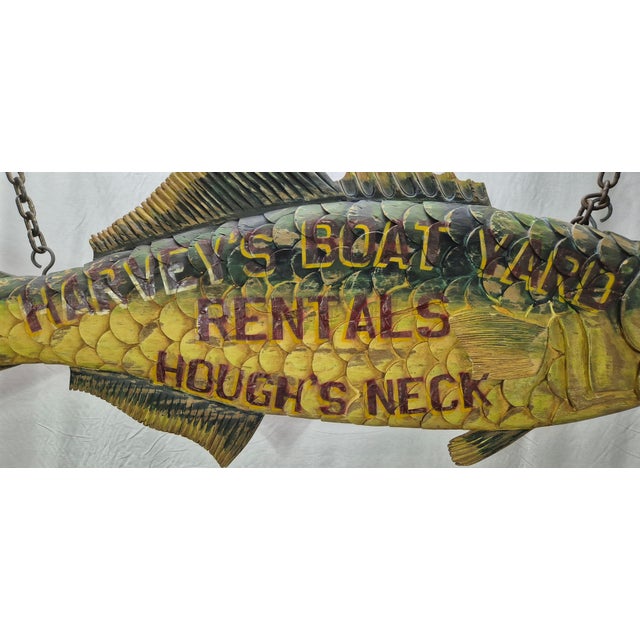 Wood Harvey's Boat Yard Carved Trade Sign For Sale - Image 7 of 12