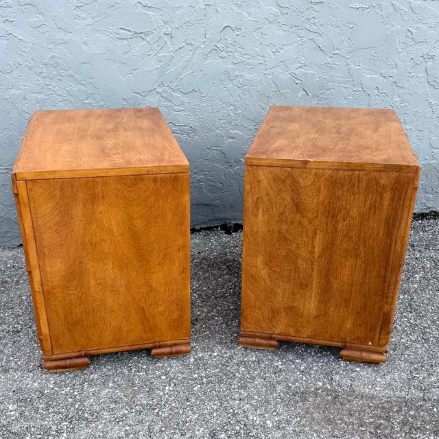 Mid 20th Century Vintage Coastal Faux Bamboo and Wicker Nightstands - A Pair For Sale - Image 5 of 8