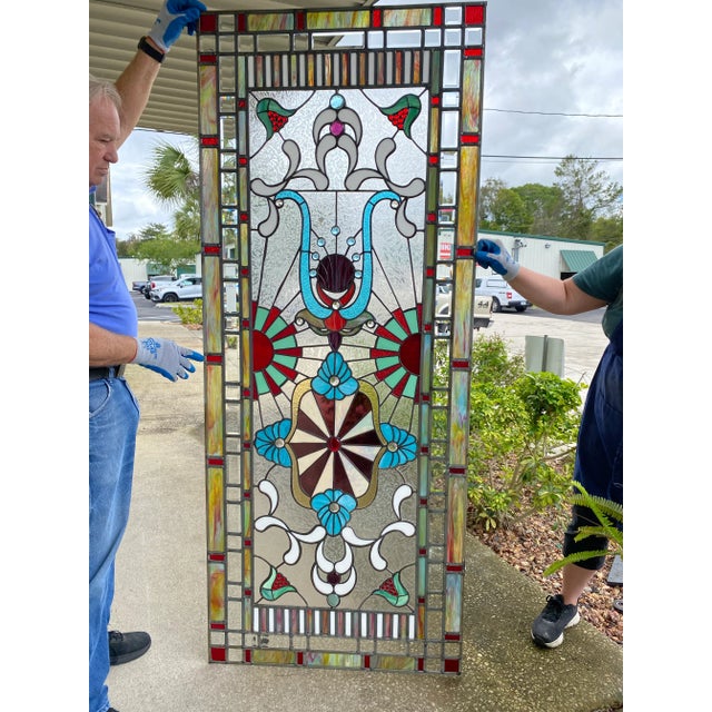 Early 20th Century Art Nouveau Stained Glass Window | Chairish