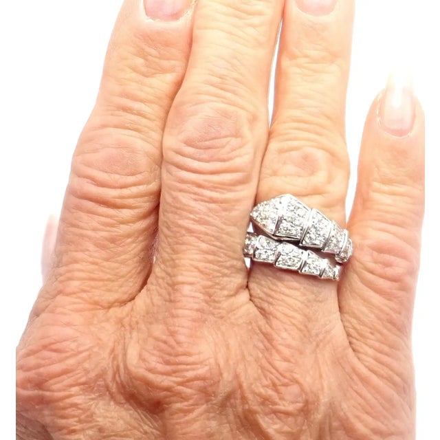 Bulgari Serpenti Viper White Gold Diamond Band Ring, Size 6.5 For Sale - Image 9 of 10