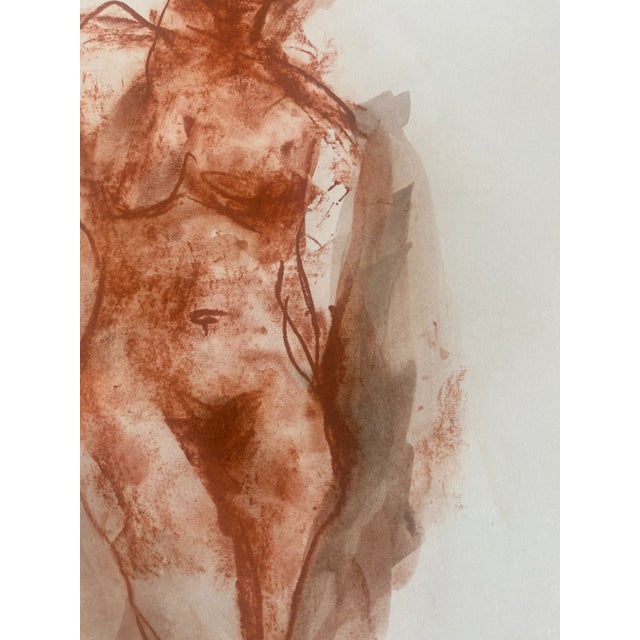 Figurative 1980s Expressionist Figurative Watercolor and Pastel Nude Study Painting For Sale - Image 3 of 6