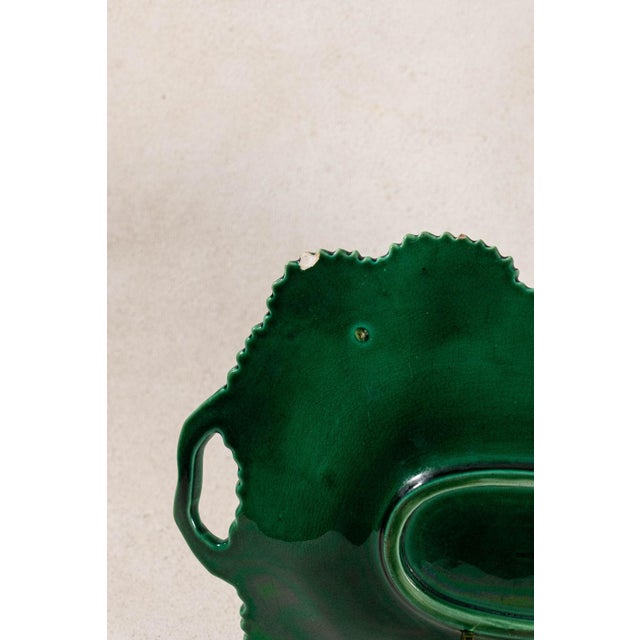 Copeland Green Majolica Overlapping Large Leaf Server C. 1860-1875 For Sale - Image 9 of 10