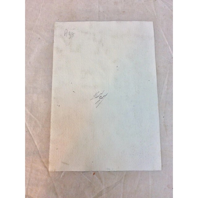 Tan Mid 20th Century French Watercolor Painting For Sale - Image 8 of 10