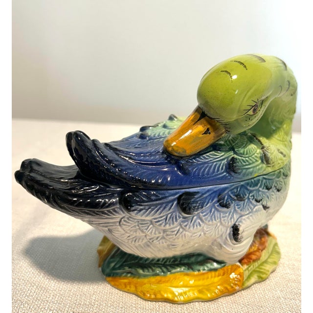 Green Mid 20th Century Neiman Marcus Italian Porcelain Duck Trinket Dish For Sale - Image 8 of 9