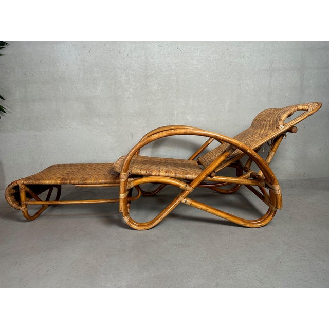 Vintage Chaise Lounge in Wicker, 1970s For Sale - Image 9 of 15
