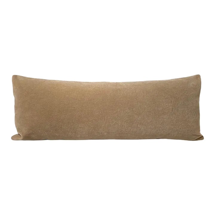 36" Tan Camel Mohair Lumbar Pillow