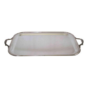 1990s New Silver Oblong Tray With Handles, Thread Mount