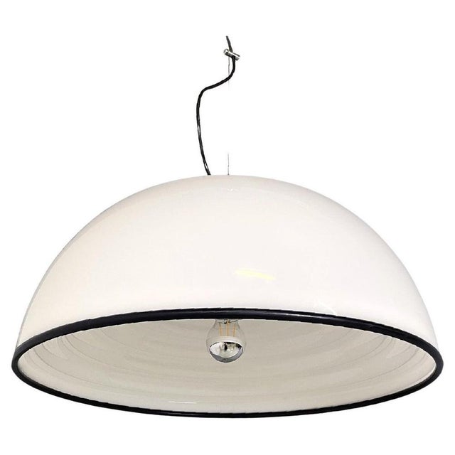 Italian Modern White and Black Acrylic Glass Ceiling Light from Guzzini, 1970s For Sale - Image 17 of 17