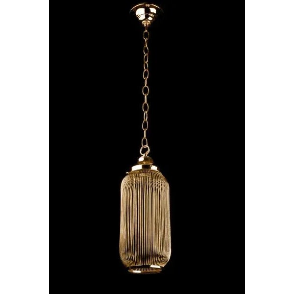 Brass cage pendant fixture.