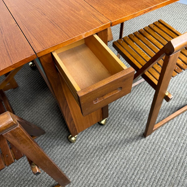 Aldo Jacober - Alberto Bazzani Drop Leaf Folding Table W/4 Chairs For Sale - Image 4 of 11