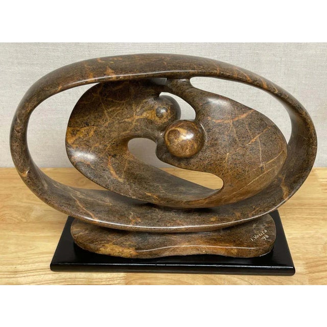 Late 20th Century Late 20th Century Modern Carved Marble Abstract-Biomorphic Sculpture Signed, I, Vallea '98 For Sale - Image 5 of 13