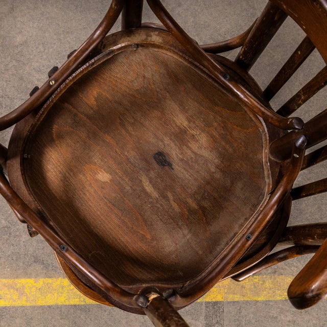 Wood Vintage Bistro Dining Chairs in Dark Oak Bentwood, 1950s, Set of 6 For Sale - Image 7 of 10