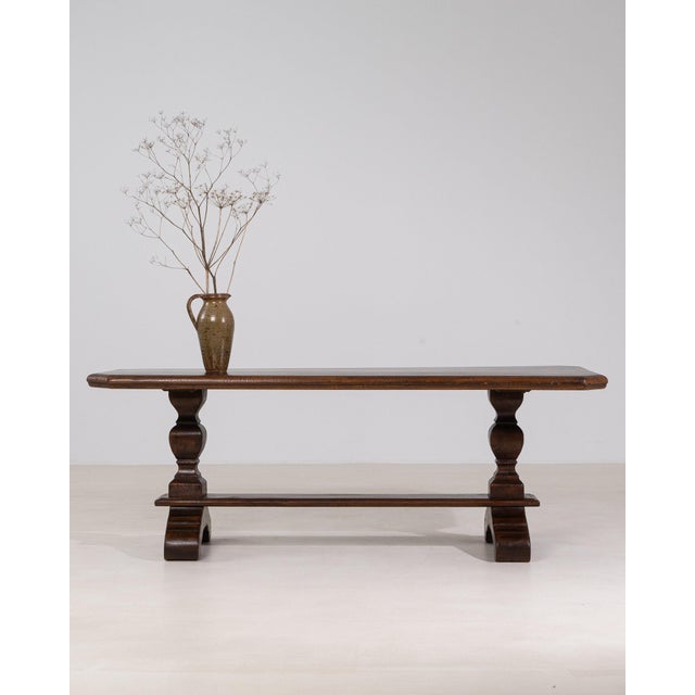 Wood Mid 20th Century France Brown Wood Dining Table For Sale - Image 7 of 11