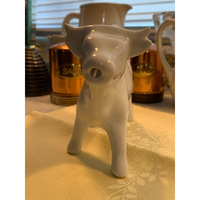 Ceramic French Porcelain Cow Creamer Pitcher Mid-20th Century For Sale - Image 7 of 11