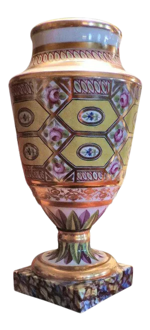 18th C Queens Factory Old Paris Porcelain Yellow Church Gresley Urn Vase