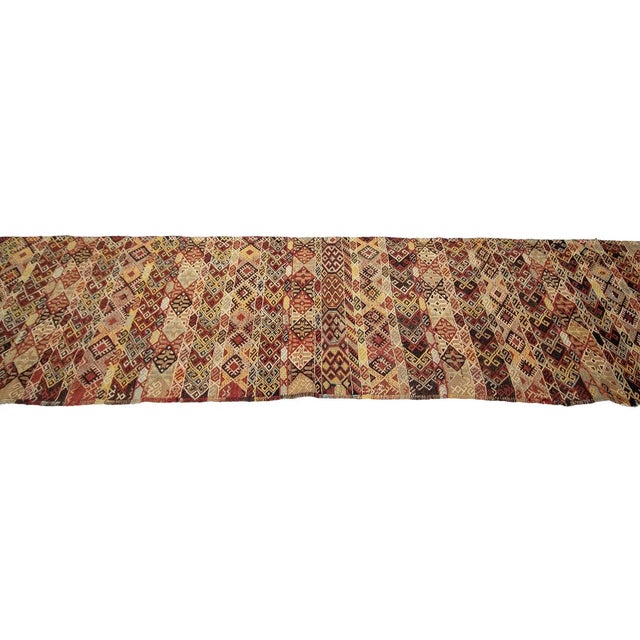 Vintage Embroidered Turkish Kilim Runner Rug For Sale - Image 4 of 7