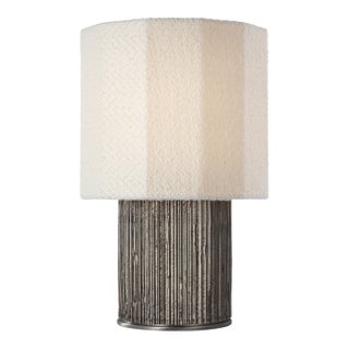 Anne-Marie Barton by Visual Comfort Signature Fumar 18" Table Lamp in Ridged Graphite with Bouclé Shade For Sale