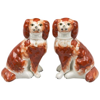 Staffordshire Style King Charles Spaniels - a Pair For Sale