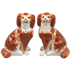 Staffordshire Style King Charles Spaniels - a Pair