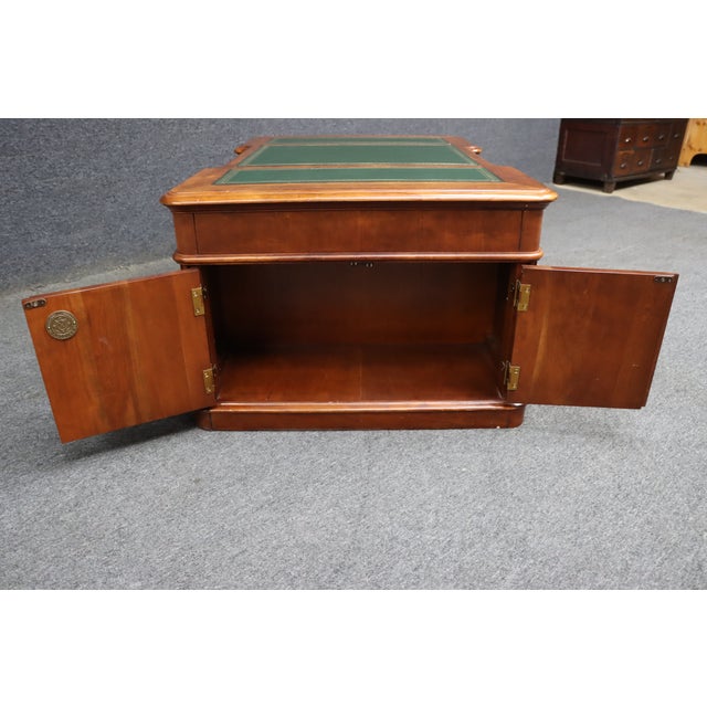 Croquet Cherry Leather-Top Partners Desk Form Coffee Table For Sale - Image 10 of 16