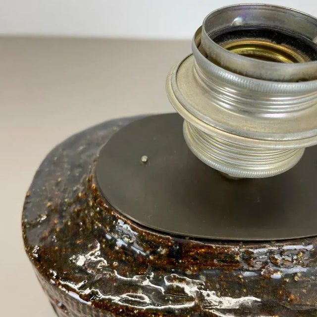 Brown Large Ceramic Table Light attributed to Bitossi, 1970s For Sale - Image 8 of 18