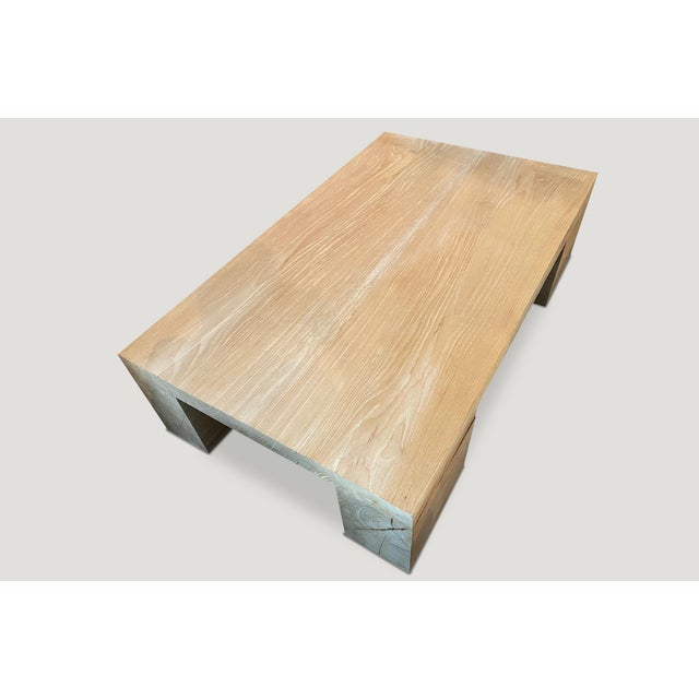 Andrianna Shamaris Bleached Teak Wood Coffee Table For Sale - Image 4 of 6