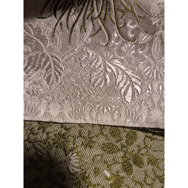 1990s Dual Sided White and Green Asian Silk Crysanthemum Fabric1 Panel For Sale - Image 13 of 13
