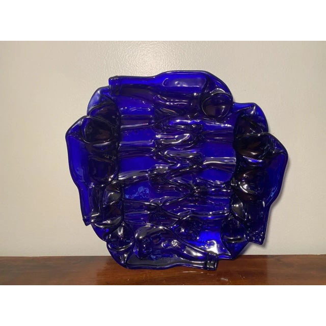 Mid-Century Melted Cobalt Glass Bottle Platter For Sale In Los Angeles - Image 6 of 6
