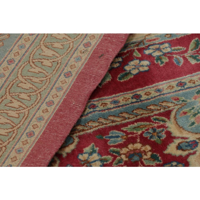 Oversized Antique Persian Kerman Lavar Rug in Red With Floral Medallion For Sale - Image 10 of 10