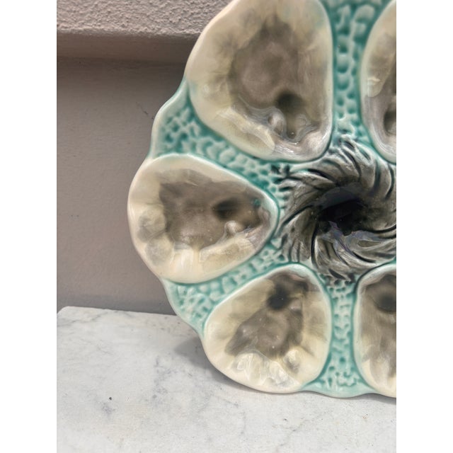 French French Majolica Oyster Plate Orchies, Circa 1910 For Sale - Image 3 of 4