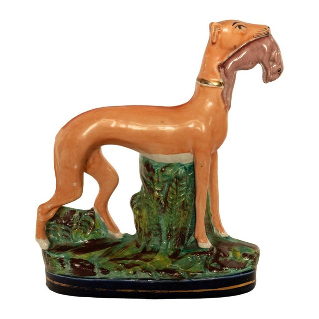 Antique 19thC Pair of Staffordshire Whippets Greyhounds Hunting Dog Figures 1860 For Sale - Image 14 of 17