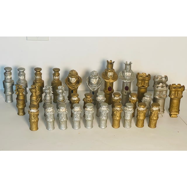 Unique collectible artisan handmade chess set paper mache. Handpainted.