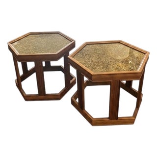 Pair Hexagonal "Domino" Tables by John Keal for Brown Saltman For Sale