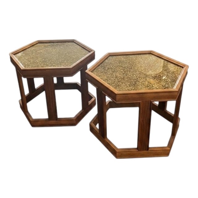 Pair Hexagonal "Domino" Tables by John Keal for Brown Saltman For Sale