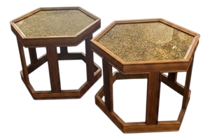 Pair Hexagonal "Domino" Tables by John Keal for Brown Saltman